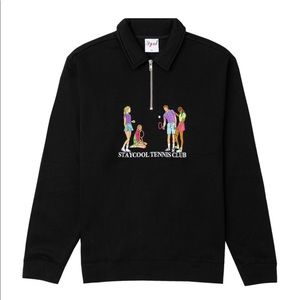 STAYCOOLNYC BestSelling Tennis Club 1/4 Zip Sweatshirt NWT in hand.